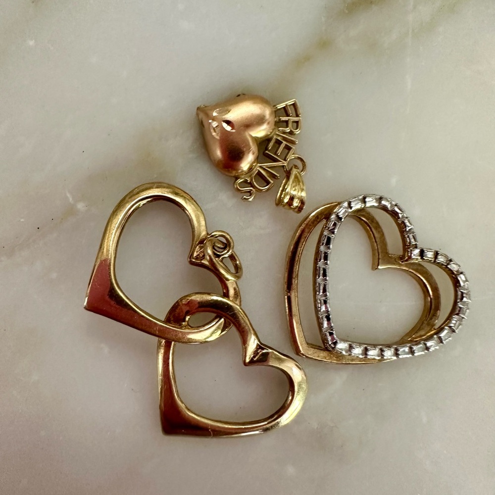THREE 10K GOLD Michael ANTHONY HEART PENDANTS